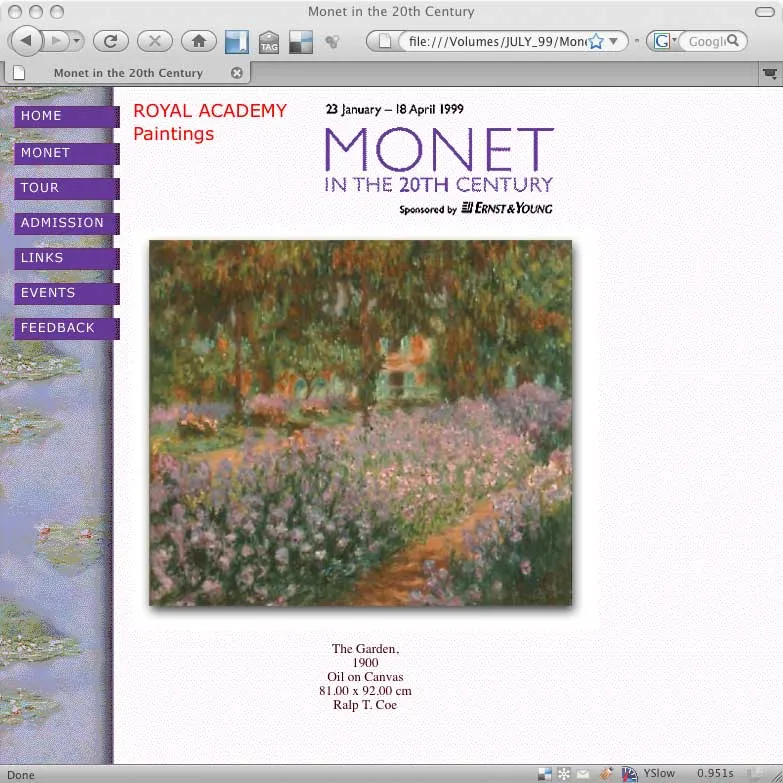 Home page of Monet website.