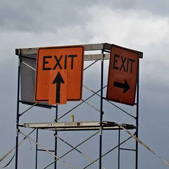 Part of a no exit sign.