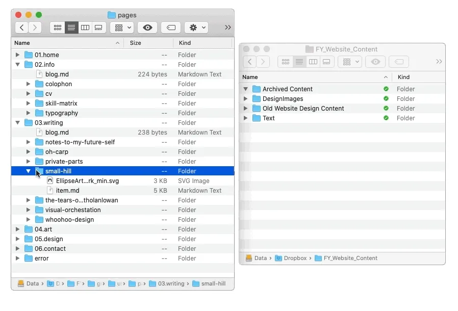 A animated image of a folder dragged in and out of the file structure