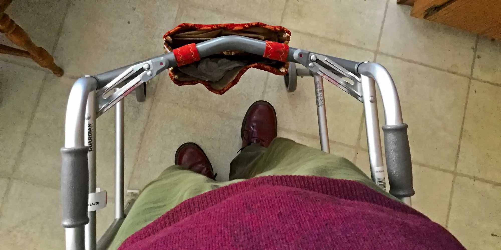 A pair of feet and a zimmerframe.